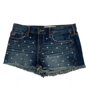 Hollister California Junior Short Size 7 Raw Hem Whiskers Low Rise Bootie Denim